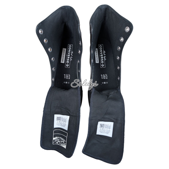 Converse Chuck 70 De Luxe Heel Leather Black Monochrome Sneaker Boot Womens 6 - Picture 9 of 11